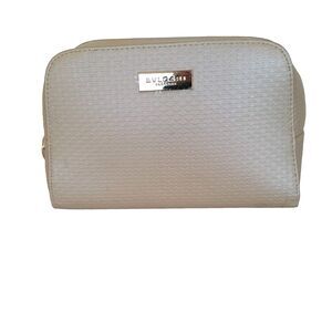 Bulgari Parfums Cosmetic Toiletry Case Champagne Beige Pouch Medium Bag Logo Zip